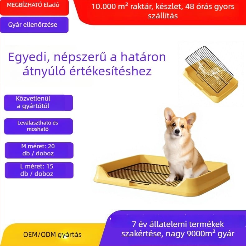 Kutyatoalett PP műanyagból, alkalmas kistestű és nagytestű kutyáknak, hazai termék, licencelhető magánmárka