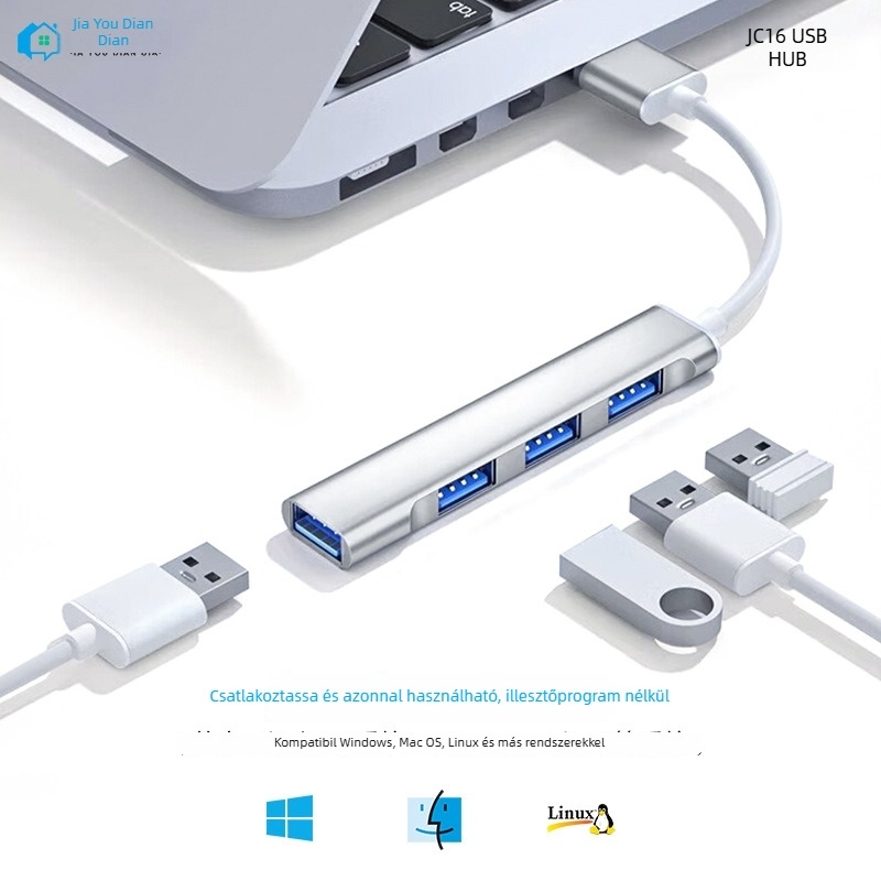 JC16 USB 2.0 drivert nem igénylő noteszgép dokkoló – kábel kb. 8,5 cm, egyetlen csatlakozó, gyors adatátvitel