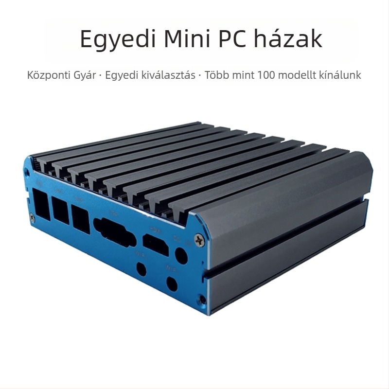 Mini-ITX szerverház, alumínium ötvözet, ipari vezérlőgéphez, horizontális kivitel, alsó tápegységhely