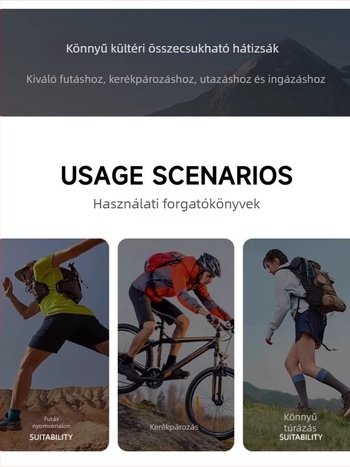 Nothing könnyű túrahátizsák, légáteresztő, vízlepergető, bővíthető kapacitású, összecsukható tároláshoz