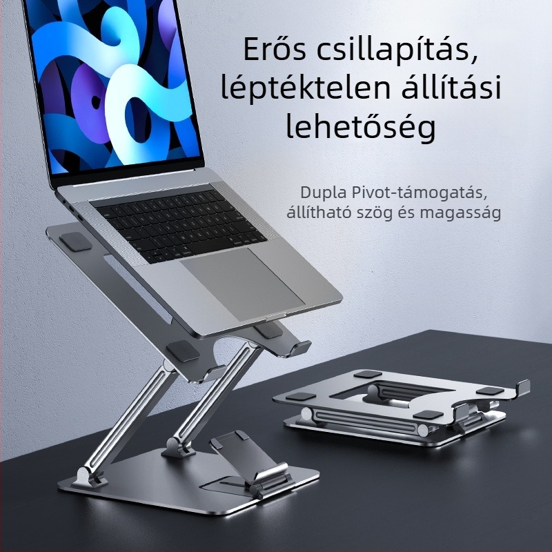 GRMAME alumíniumötvözetes laptop hűtőállvány, modell A3A4, általános kompatibilitás, tömeg 1257–1319 g