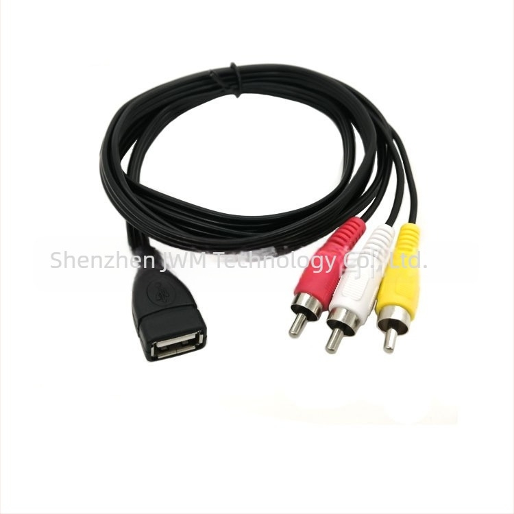 JWM USB női 3RCA adapterkábel, USB 2.0, 480Mbps, rézmagú