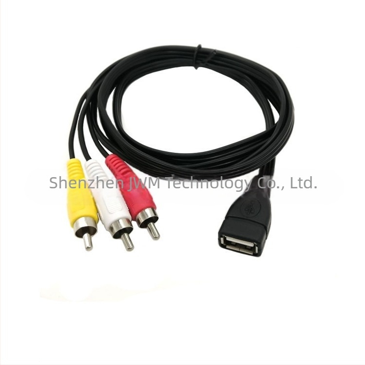 JWM USB női 3RCA adapterkábel, USB 2.0, 480Mbps, rézmagú