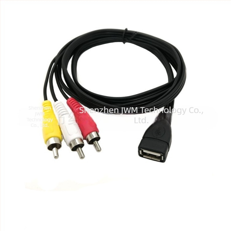 JWM USB női 3RCA adapterkábel, USB 2.0, 480Mbps, rézmagú