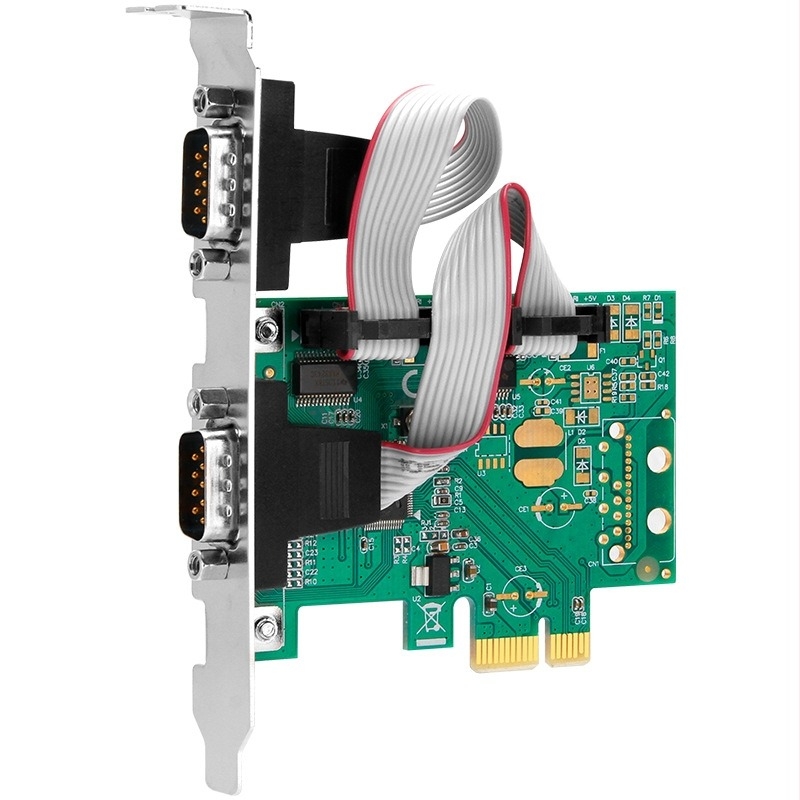 PCIe–RS232 bővítő kártya két DB9 porttal, WCH CH382L, rézmag