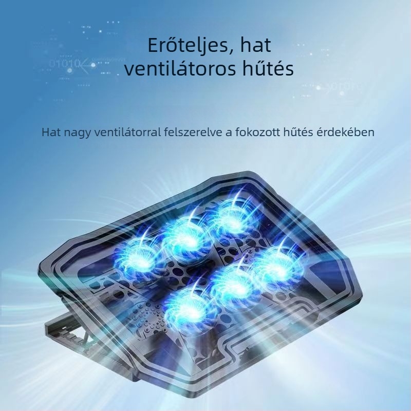 Nosi laptop hűtő 6 ventillátorral, asztali állvány, csendes hűtés
