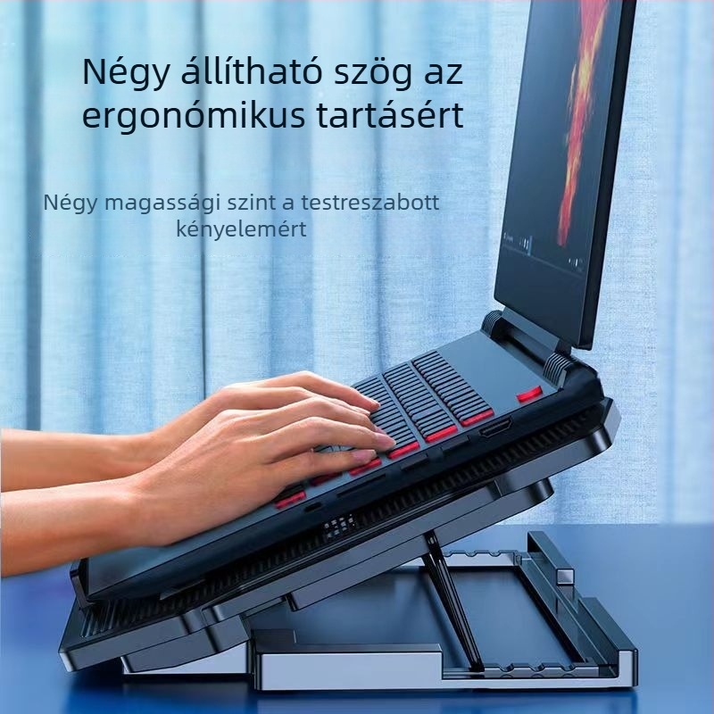 Nosi laptop hűtő 6 ventillátorral, asztali állvány, csendes hűtés