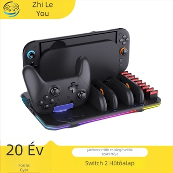 Switch2 vezérlő töltőállvány hőelvezető funkcióval, USB-C csatlakozással Nintendo Switchhez, ABS anyag