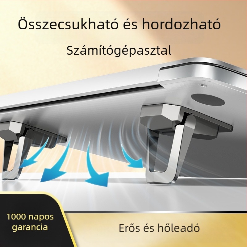 Laptop állvány – hordozható, univerzális, asztali típusú tartó, modell M01, műanyag, tömeg 0,1 kg