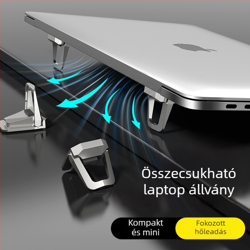Laptop állvány – hordozható, univerzális, asztali típusú tartó, modell M01, műanyag, tömeg 0,1 kg