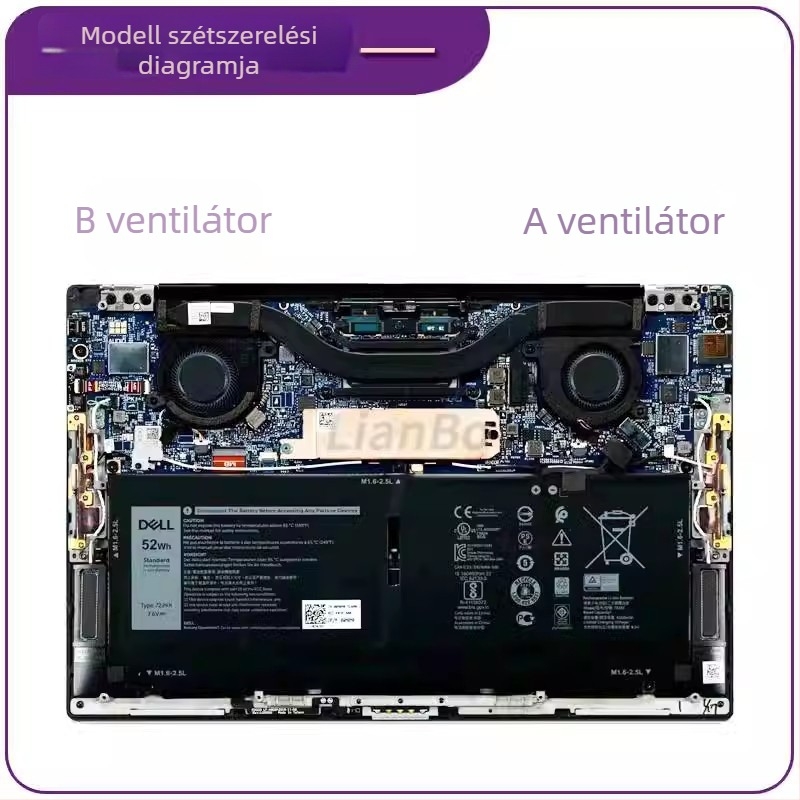 Notebook hűtő radiátor 0WX28K 0FRK0V Dell XPS 13 (2020) 9300/9310 AMD CPU-hoz