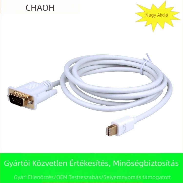 Mini DP to VGA patch kábel, Realtek RTD2166 chip, VGA interfész, réz mag, 1080 adatátvitel