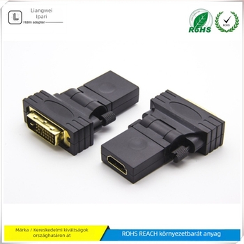 DVI 24+1 HDTV női adapter 360°-os forgással (DP interfész, Chip 3361, Átviteli sebesség 480, Hossz 0.2 m, Réz mag)