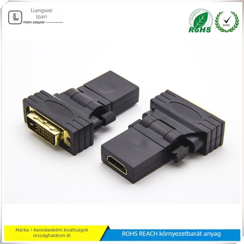 DVI 24+1 HDTV női adapter 360°-os forgással (DP interfész, Chip 3361, Átviteli sebesség 480, Hossz 0.2 m, Réz mag)