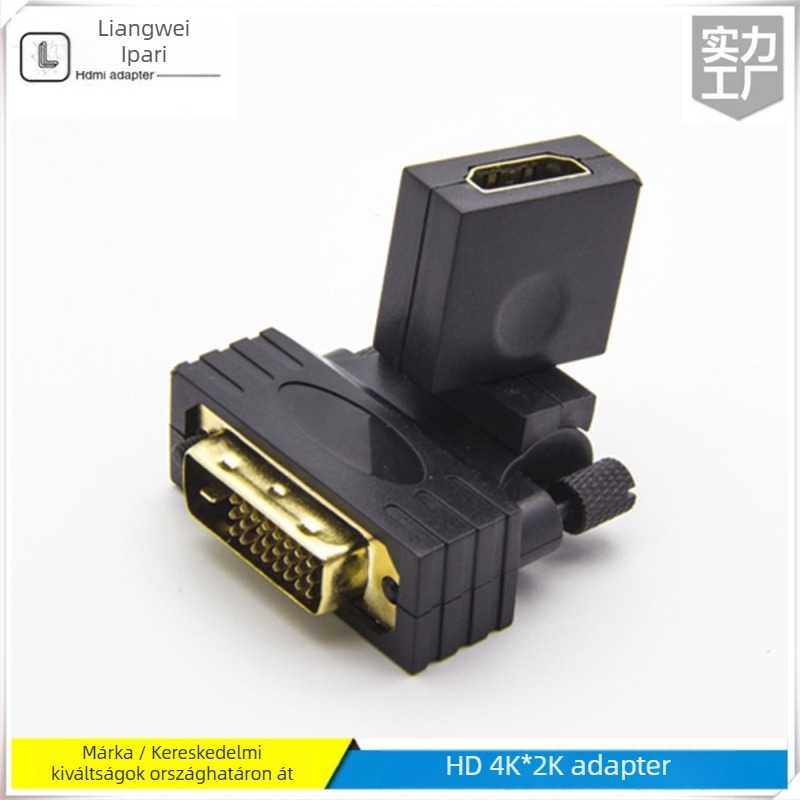 DVI 24+1 HDTV női adapter 360°-os forgással (DP interfész, Chip 3361, Átviteli sebesség 480, Hossz 0.2 m, Réz mag)