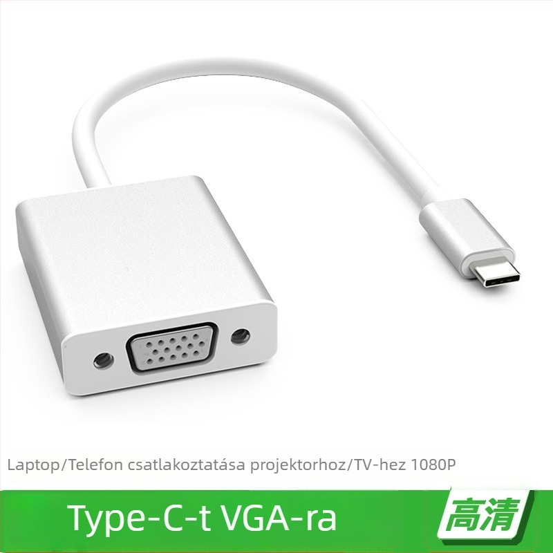 Type-C VGA adapter, 1080P, laptop és monitor közötti csatlakozás