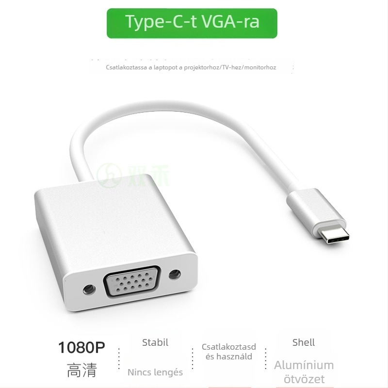 Type-C VGA adapter, 1080P, laptop és monitor közötti csatlakozás