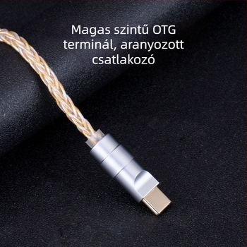 Bartok Otg02 OTG USB-C– USB-C DAC fejhallgató-erősítő kábel, 10 cm, USB 2.0, ezüstbevonatú vezetékek