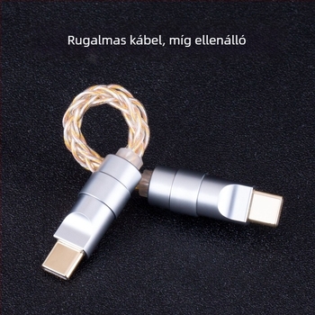 Bartok Otg02 OTG USB-C– USB-C DAC fejhallgató-erősítő kábel, 10 cm, USB 2.0, ezüstbevonatú vezetékek