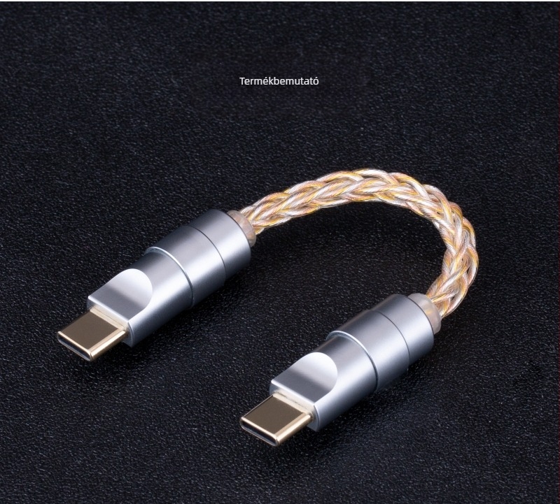 Bartok Otg02 OTG USB-C– USB-C DAC fejhallgató-erősítő kábel, 10 cm, USB 2.0, ezüstbevonatú vezetékek