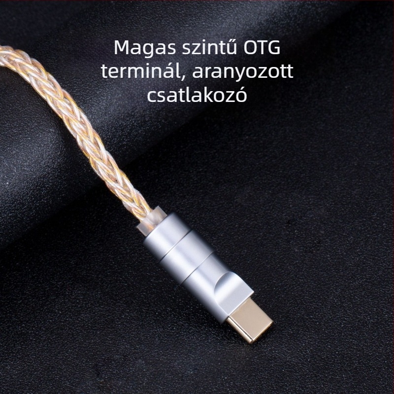 Bartok Otg02 OTG USB-C– USB-C DAC fejhallgató-erősítő kábel, 10 cm, USB 2.0, ezüstbevonatú vezetékek
