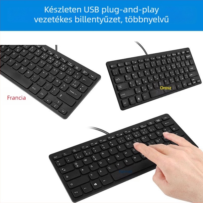 K1000 vezetékes billentyűzet laptopokhoz, legfeljebb 87 billentyű, USB csatlakozás, ABS anyag, 1,35 m kábel
