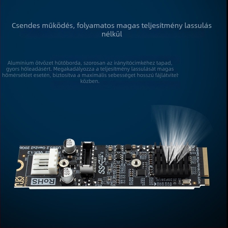 Phdk Ph6603 M.2 NVMe Type-E adapterkártya, ASM3242, 20Gbps interfész