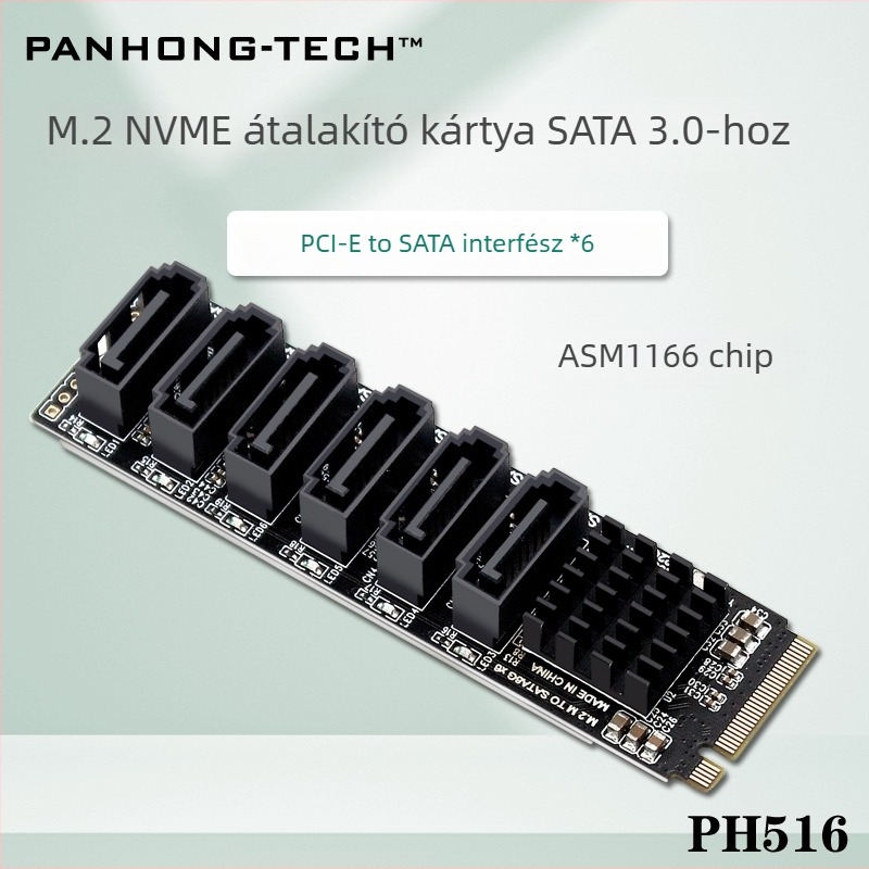 PCIe 3.0-tól SATA 6Gb/s, 6-portos NAS bővítő kártya ASM1166