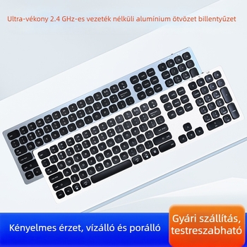 Bluetooth billentyűzet, alumínium ötvözet test, vezeték nélküli 2.4 GHz, 110 gomb, vízálló (Vezeték nélküli 2.4 GHz; 110 gomb; vízálló)