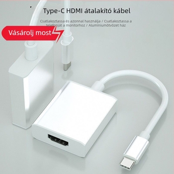 Type-C HDMI adapter kábel, 4K támogatás, rézmag, HDMI interfész, 1 Gbps adatátvitel, 1–2 elágazó