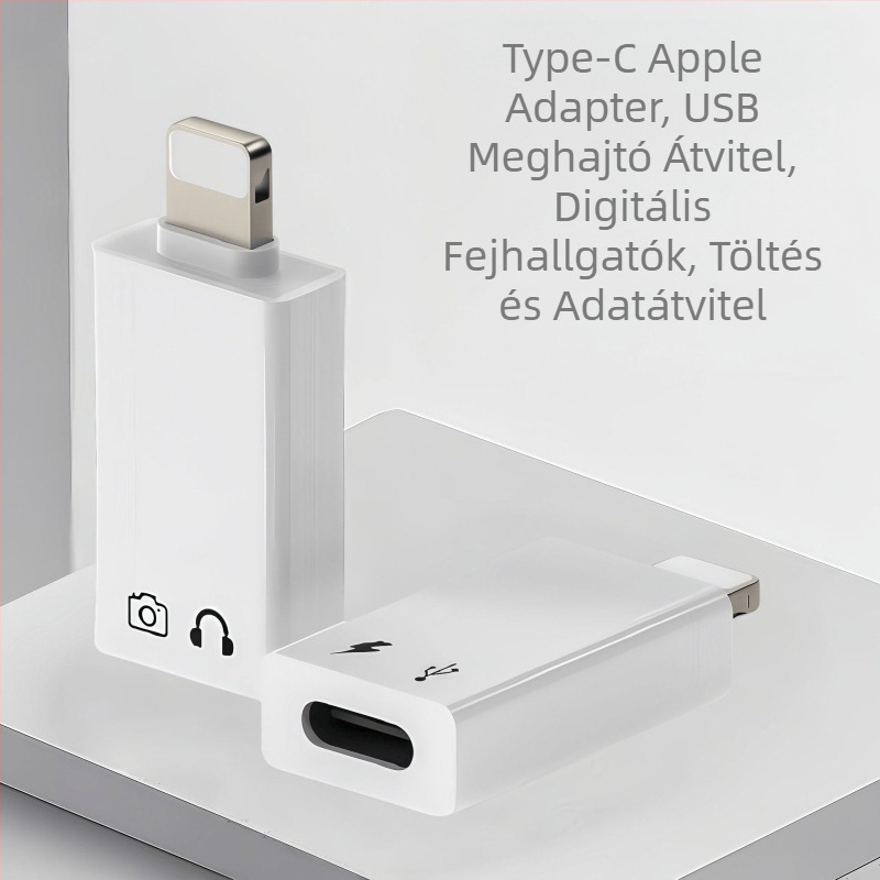 OTG USB-C adapter Apple eszközökhöz – USB-meghajtó közvetlen lejátszása, hang és töltés, digitális fejhallgató támogatás (iPhone SE és korábbi modellek)