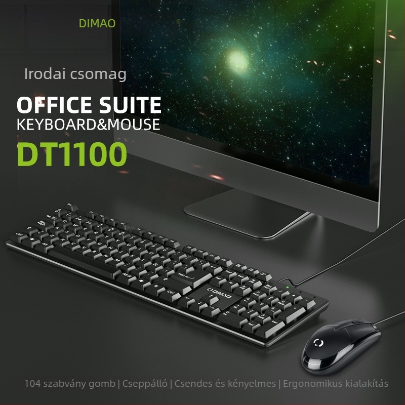 Emperor Cat DT1100 kábeles billentyűzet és egér készlet, USB interfész, optikai 1600 dpi, ergonómikus