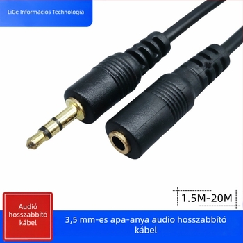 3,5 mm-es AUX audio hosszabbító kábel, férfi–nő, PC, hangkártya, fejhallgató és autóhifi használatra