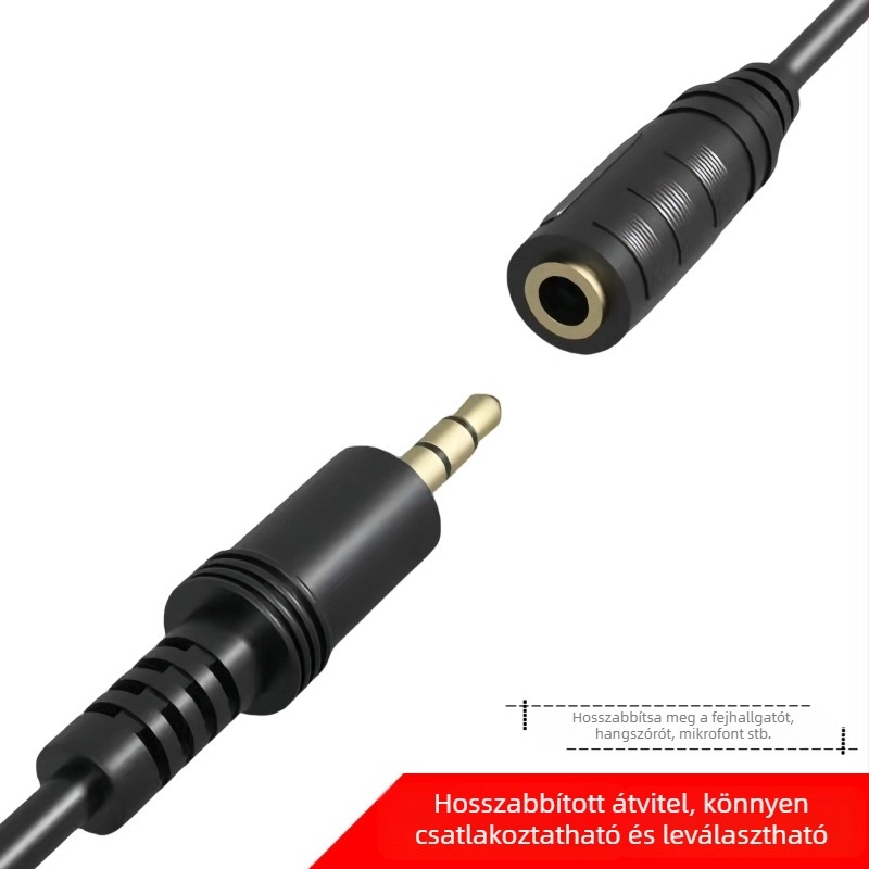 3,5 mm-es AUX audio hosszabbító kábel, férfi–nő, PC, hangkártya, fejhallgató és autóhifi használatra