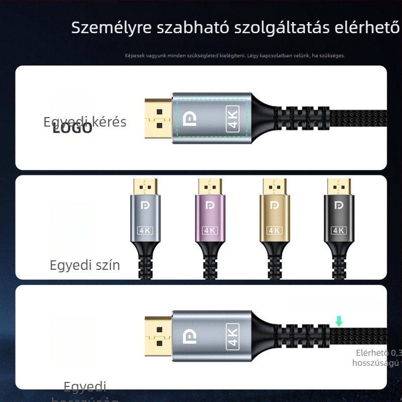 DP to HDMI adapter kábel, aranyozott, 4K30Hz, 2 m hosszú
