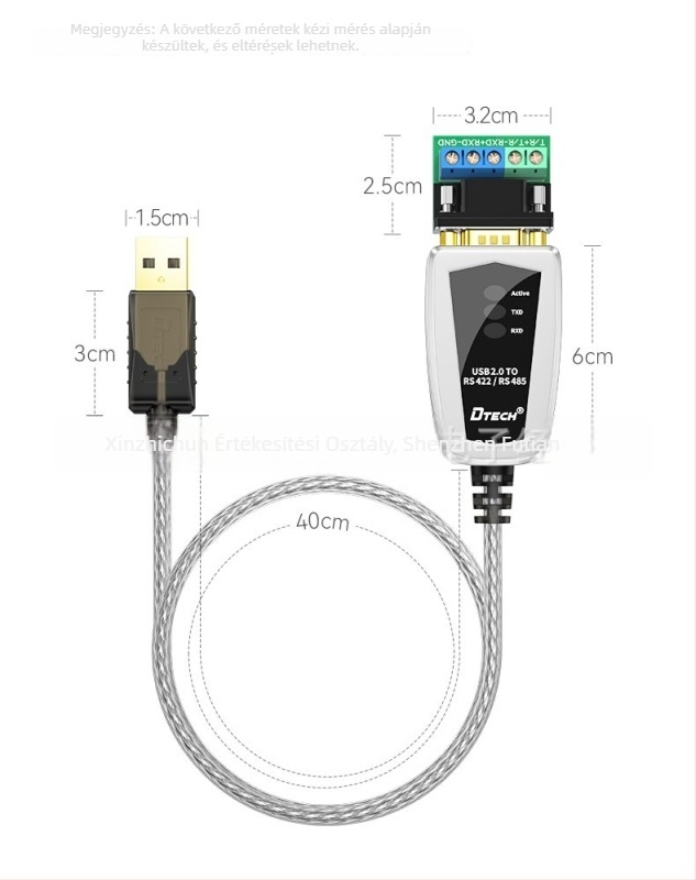 Det USB-Serial átalakító RS-485/RS-422, 9-pontos soros port, USB interfész, 0,5 m kábelhossz, modell 5019
