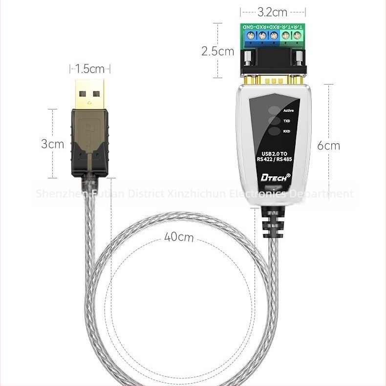 Det USB-Serial átalakító RS-485/RS-422, 9-pontos soros port, USB interfész, 0,5 m kábelhossz, modell 5019