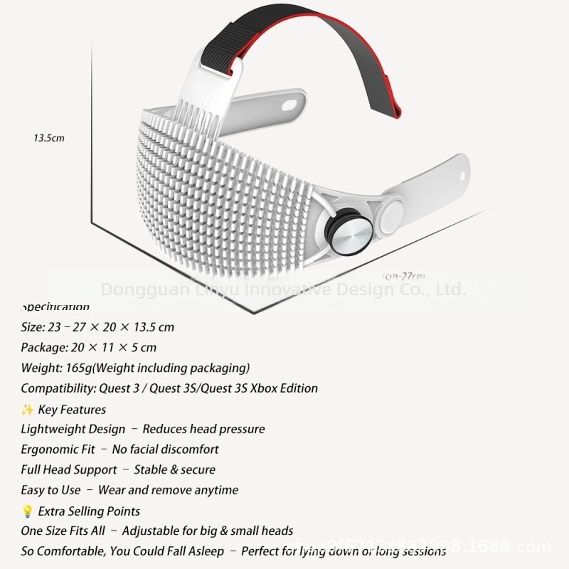 VR szemüveg Meta Quest 3 / Quest 3S (ABS; 350 g tömeg; csomag tartalma: Quest 3 fejpánt x1)
