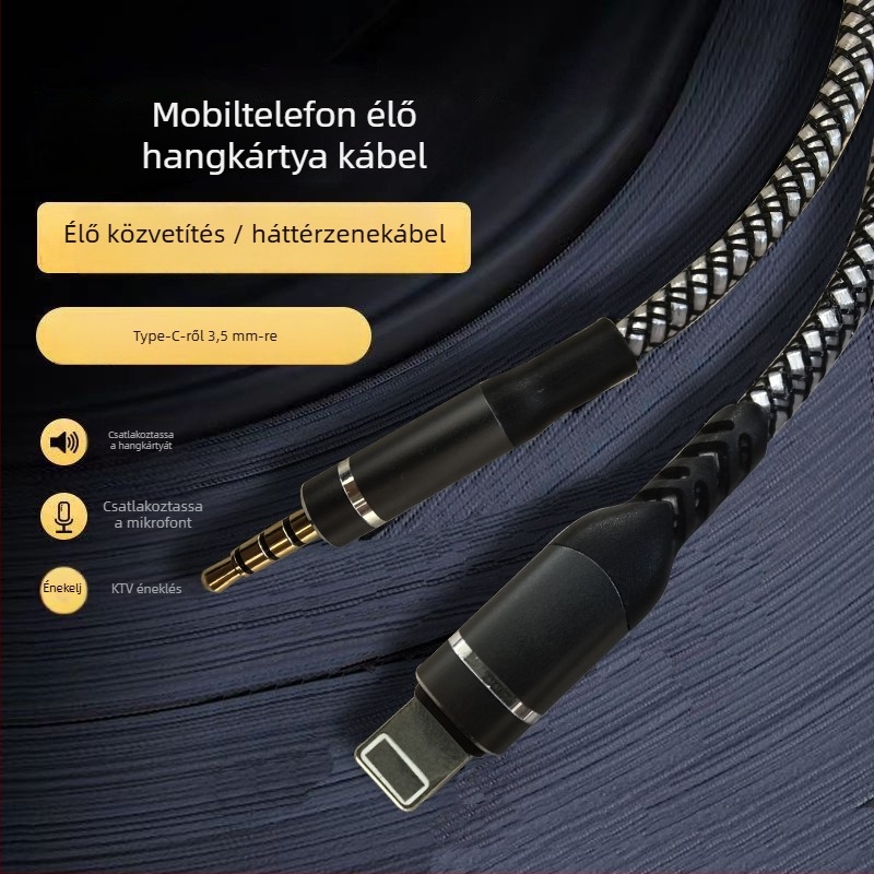 OTG audió vonali adapter digitális eszközökhöz, aranyozott felület, oxigénmentes réz, üres rézmag, ROHS tanúsított