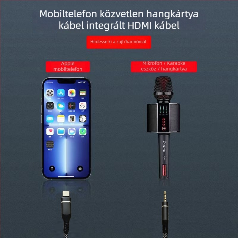 OTG audió vonali adapter digitális eszközökhöz, aranyozott felület, oxigénmentes réz, üres rézmag, ROHS tanúsított