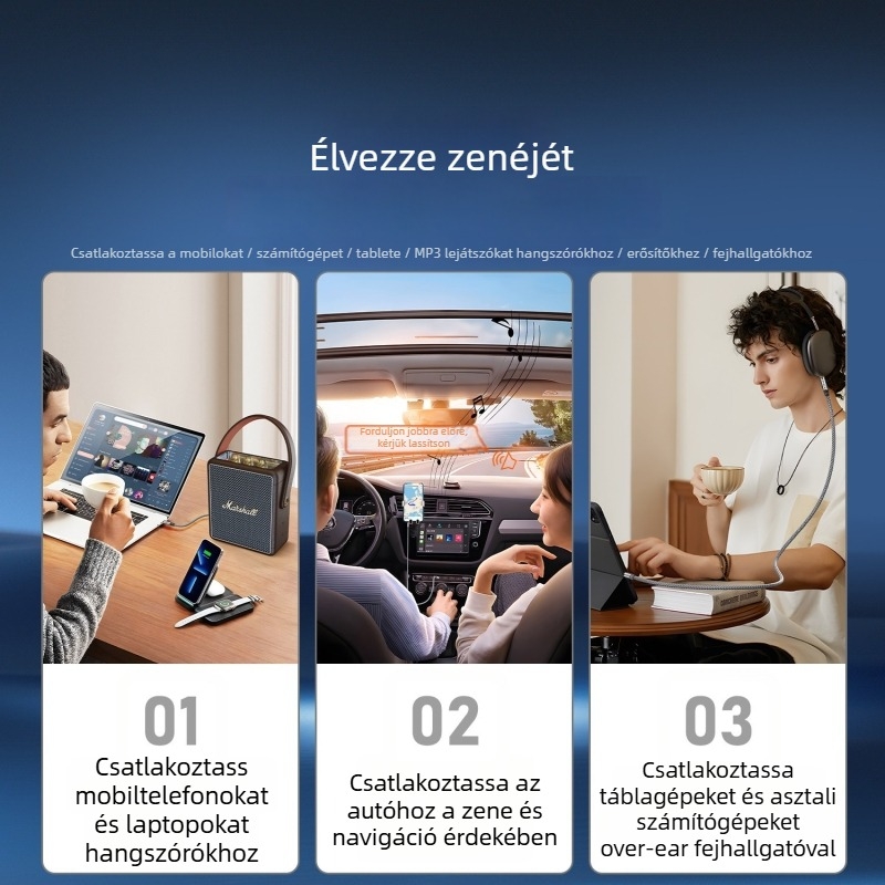 OTG audió vonali adapter digitális eszközökhöz, aranyozott felület, oxigénmentes réz, üres rézmag, ROHS tanúsított