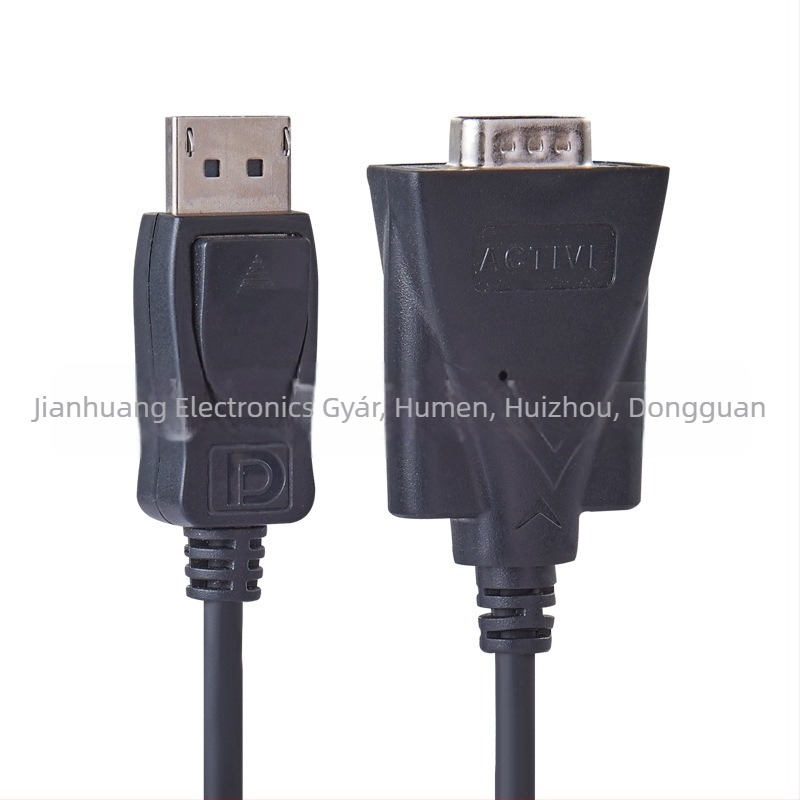DisplayPort–t VGA aktív adapter, DP férfi a VGA férfi felé, 1,8 m kábel, réz vezetőkkel