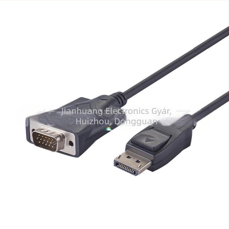 DisplayPort–t VGA aktív adapter, DP férfi a VGA férfi felé, 1,8 m kábel, réz vezetőkkel