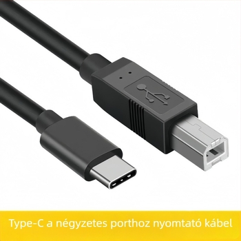 Type-C USB-B nyomtató adatkábel, USB 2.0 gyors, réz vezeték, hossz 0.5–3 m, PC-hez