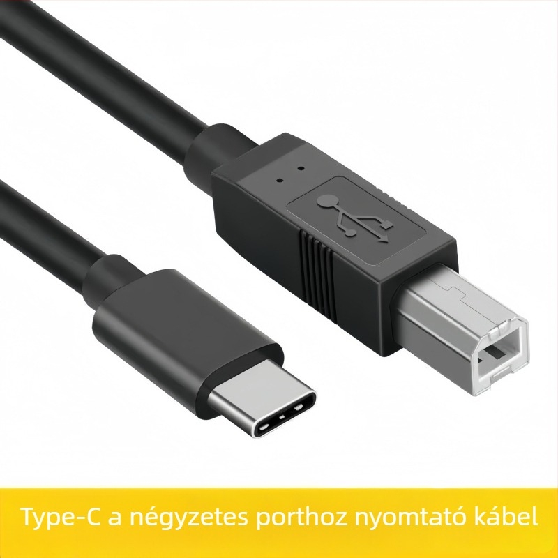 Type-C USB-B nyomtató adatkábel, USB 2.0 gyors, réz vezeték, hossz 0.5–3 m, PC-hez
