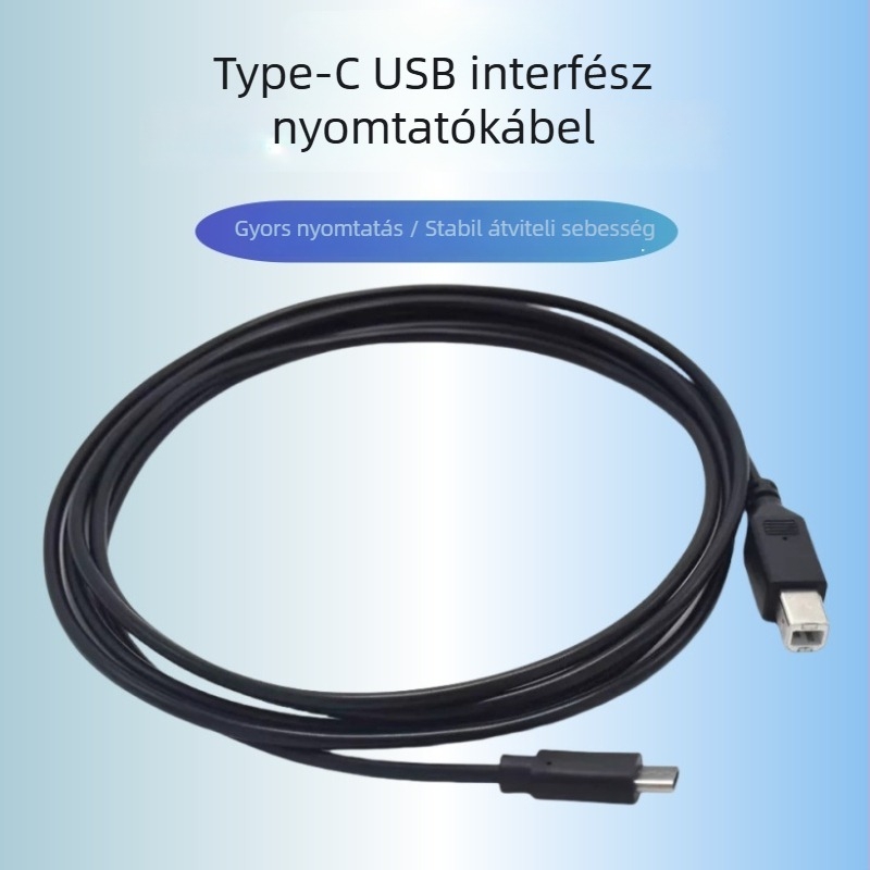 Type-C USB-B nyomtató adatkábel, USB 2.0 gyors, réz vezeték, hossz 0.5–3 m, PC-hez