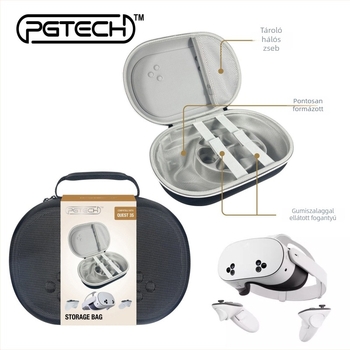 PGTECH Meta Quest 3S VR fejhallgató tároló – EVA védőkemény tok, 640 g
