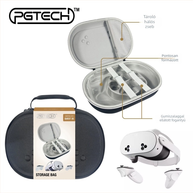 PGTECH Meta Quest 3S VR fejhallgató tároló – EVA védőkemény tok, 640 g