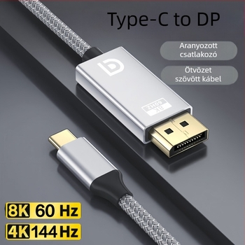 Type-C to DP adapterkábel, DP interfész, Ldr6025q chip, rézmag, 1,8 m hosszú