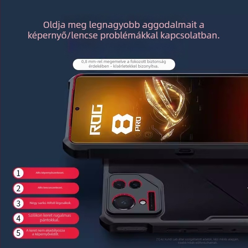 Xundi TPU+PC ütésálló telefonvédő Asus ROG9PRO – átlátszó, teljes lefedettségű puha hátlap